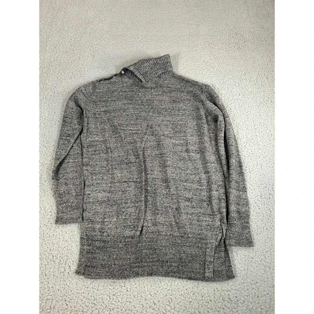 Gap Womens XS Gray‎ Marl Button Neck Turtleneck Sweater Cotton Blend Pullover